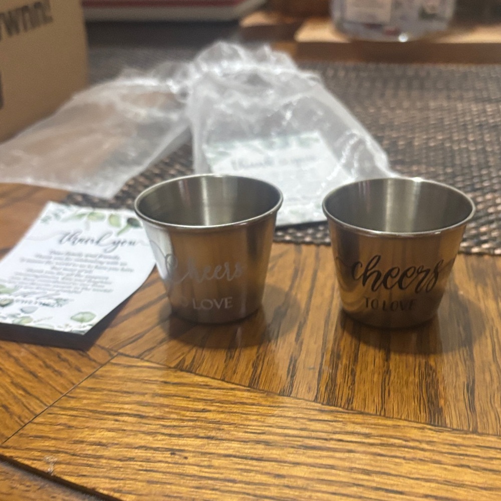 Silver Cheers Shot Glasses | Wedding Favors | Party Favors | Wedding Shot Glass